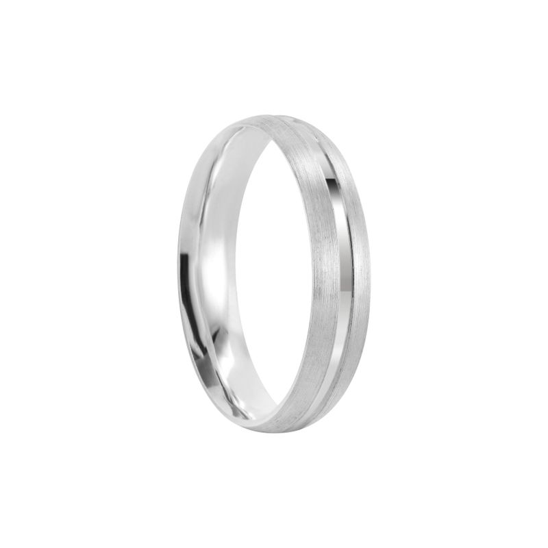 Aliança Prata Individual Abaulada Semi Anatômica  Friso 4mm  801517