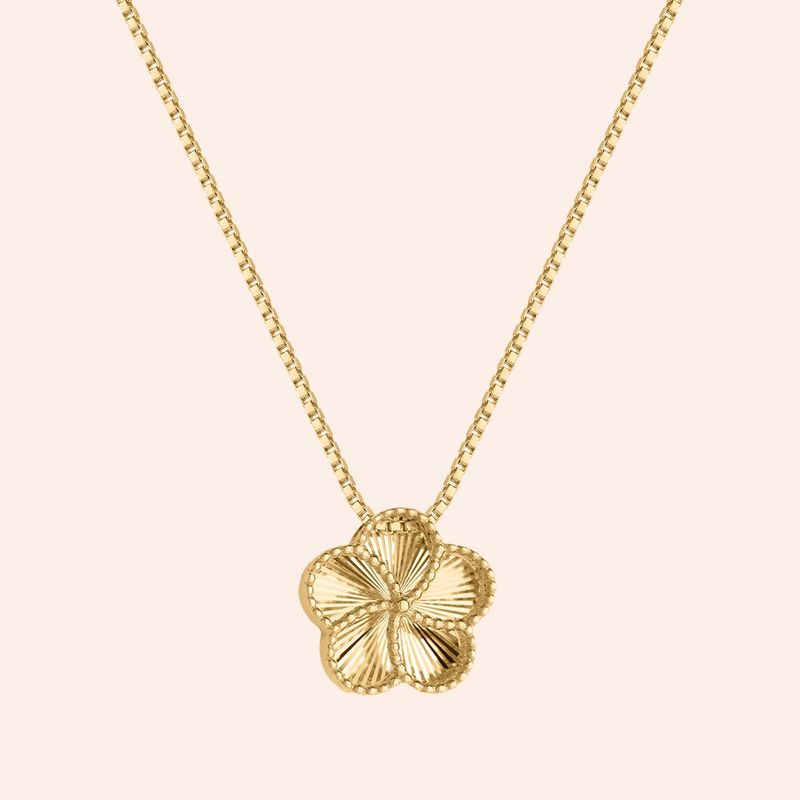 Gargantilha Ouro 18k  Flor Diamantado 116964