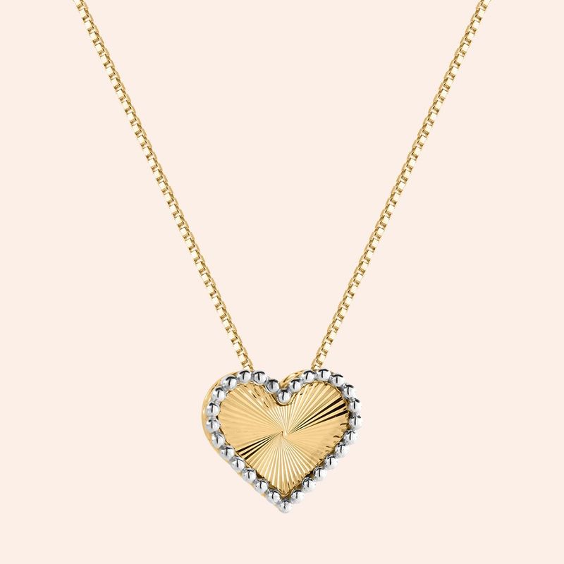 Gargantilha Ouro Amarelo e Branco 18k  Coração Diamantado 517966/200688