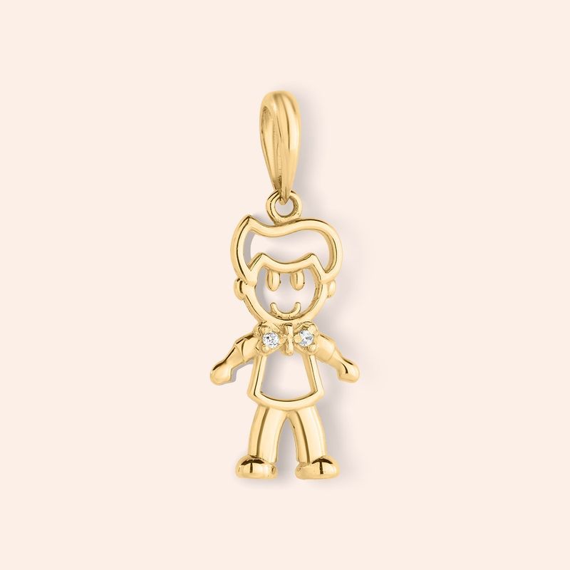 Pingente Ouro 18k Menino Zirconia 517944