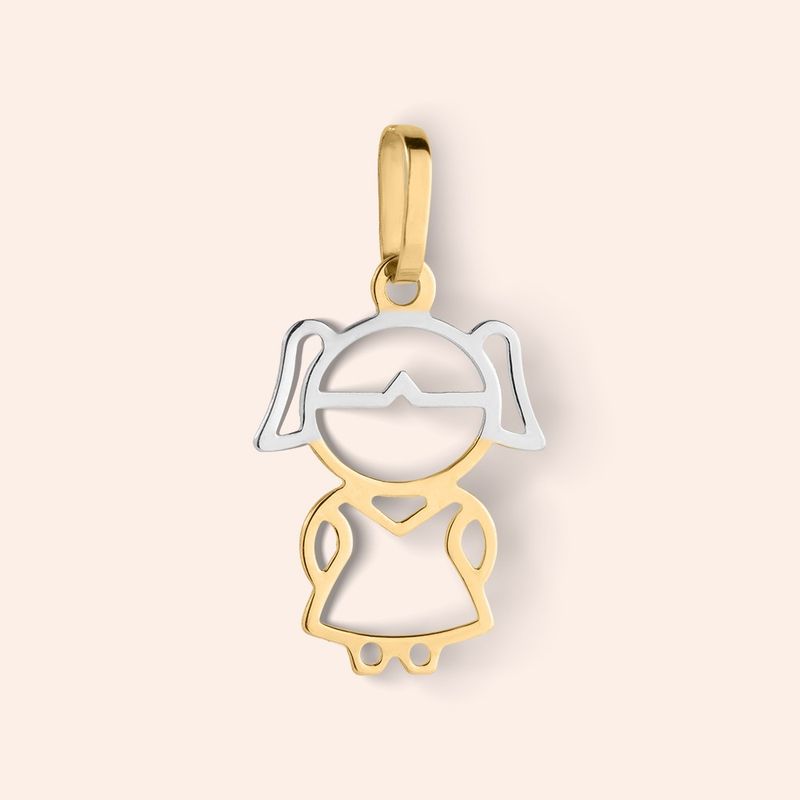 Pingente Ouro 18k Amarelo e Branco Menina 517983