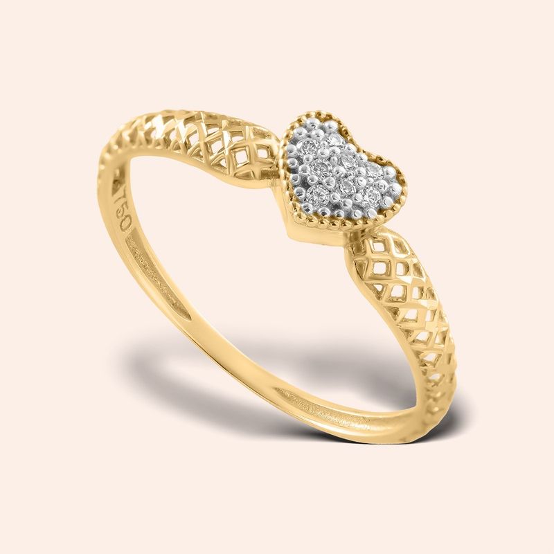 Anel Ouro 18k Coração Vazado 313720