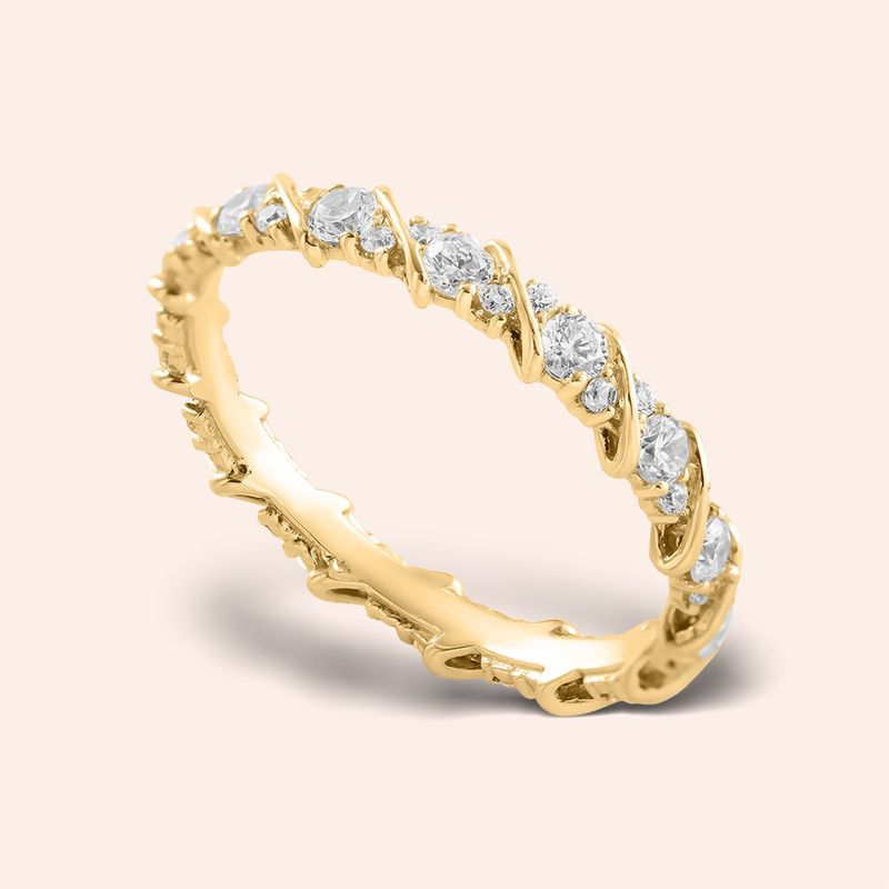 Aliança Inteira Ouro 18k Zircônia 900128