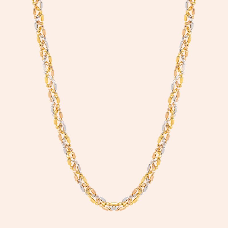 Corrente Ouro Amarelo Branco e Vermelho 18k 201271