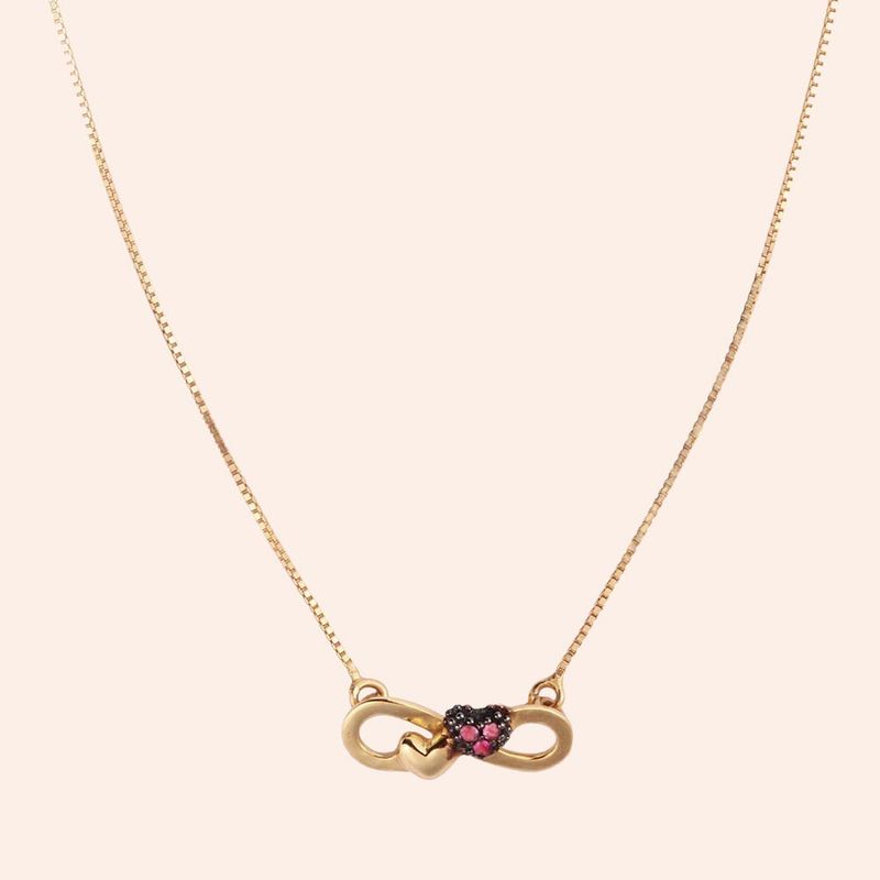 Gargantilha Ouro 18K Coração Rubi 40cm 601827