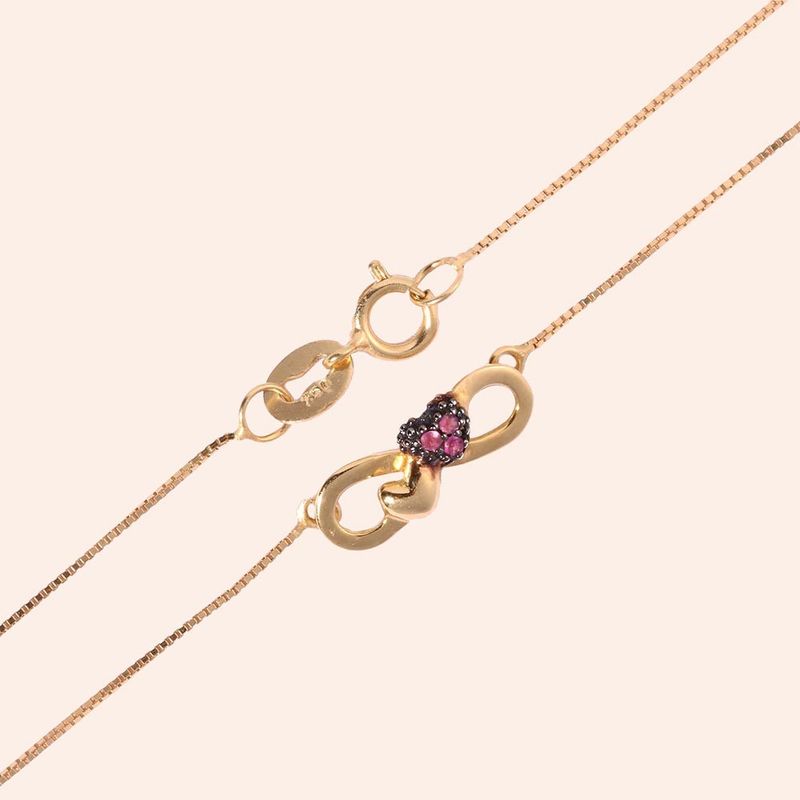 Gargantilha Ouro 18K Coração Rubi 40cm 601827