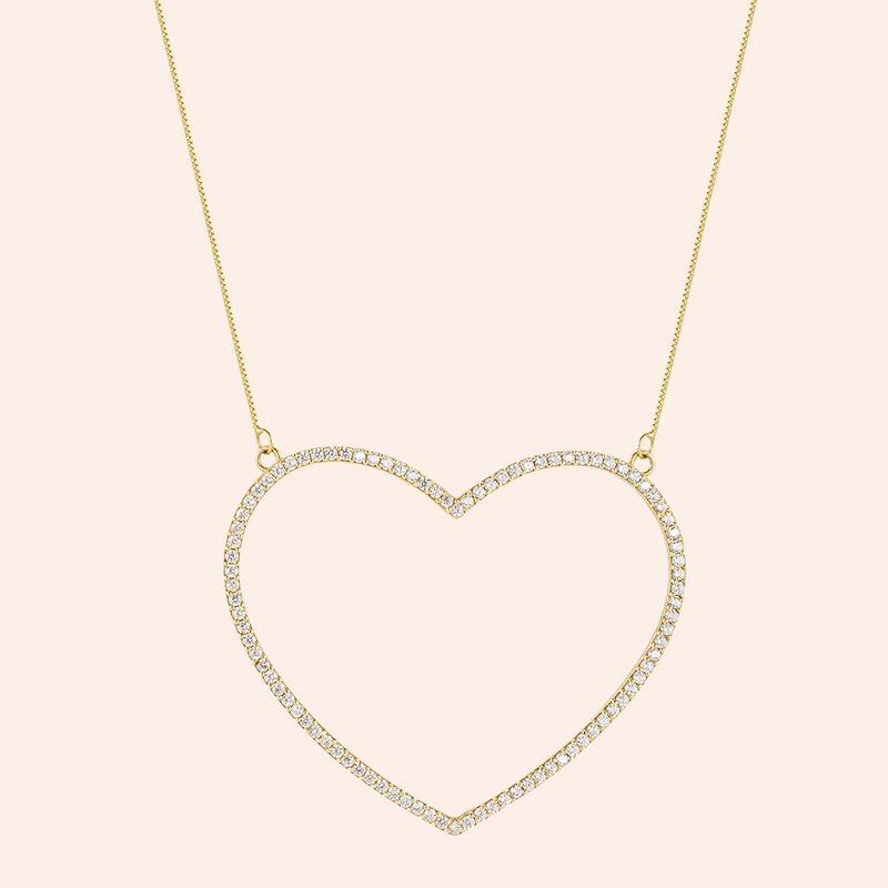 Gargantilha Ouro 18k Coração Zircônia 604702