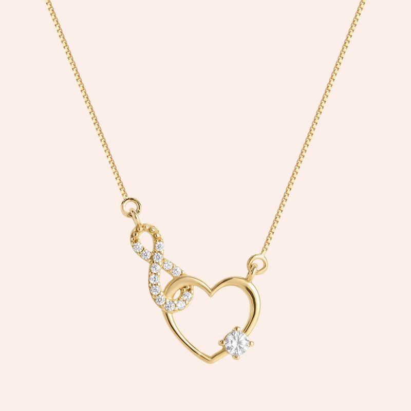 Gargantilha Ouro 18k Coração Infinito Zircônia 40cm 604914