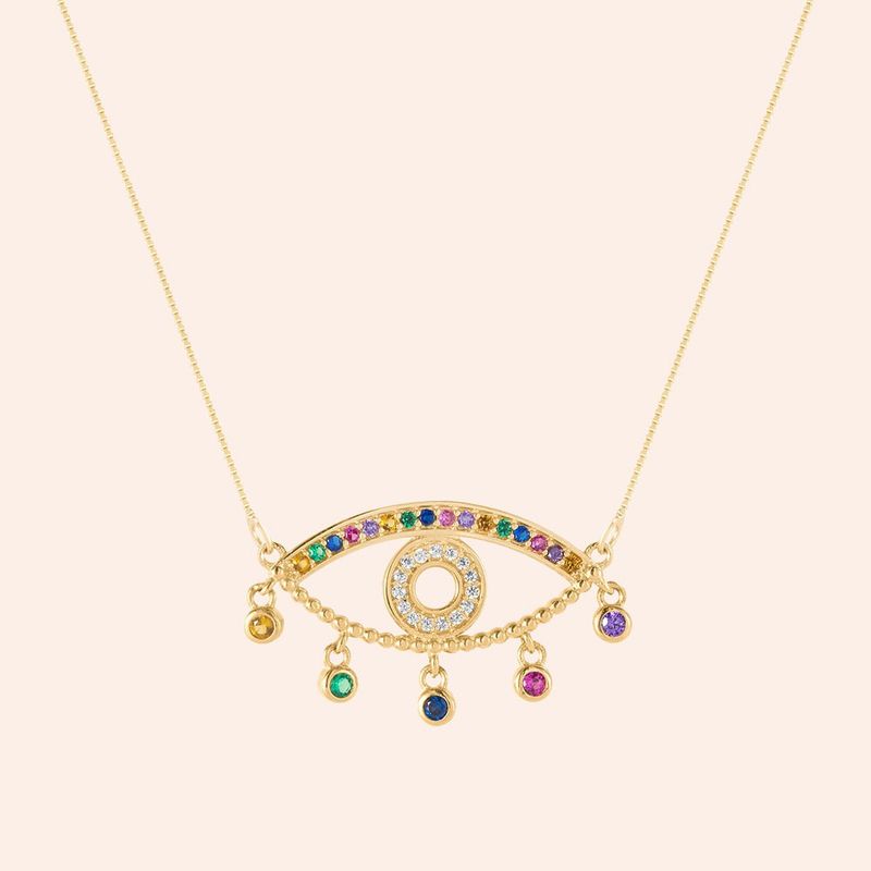 Gargantilha Ouro 18k Olho Grego Zircônia 605087