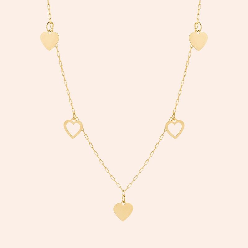 Gargantilha Ouro 18k Coração Vazado 45cm 605284