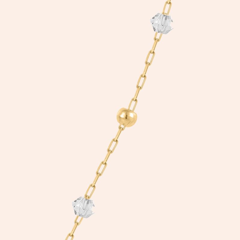 Gargantilha Ouro 18k Coração Bola Cristal 605638