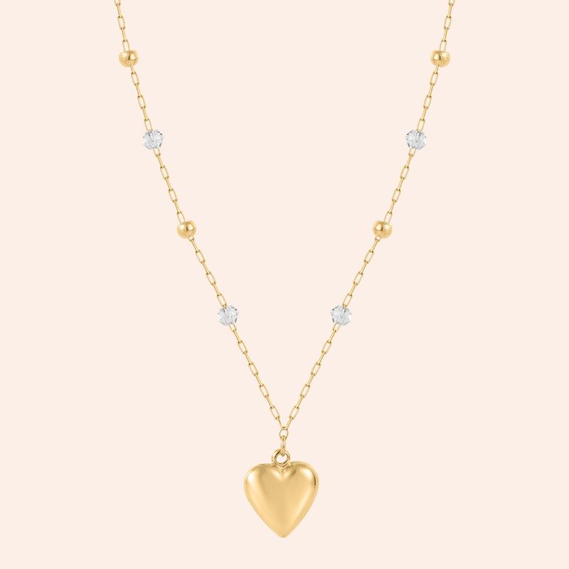 Gargantilha Ouro 18k Coração Bola Cristal 605638