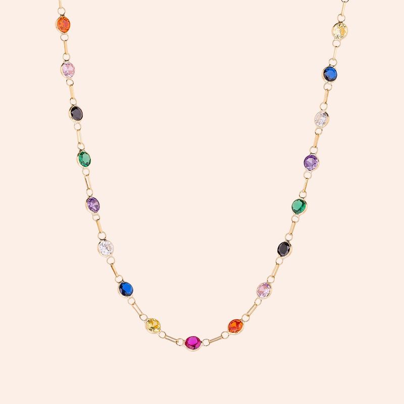 Gargantilha Ouro 18k Zircônia 605758