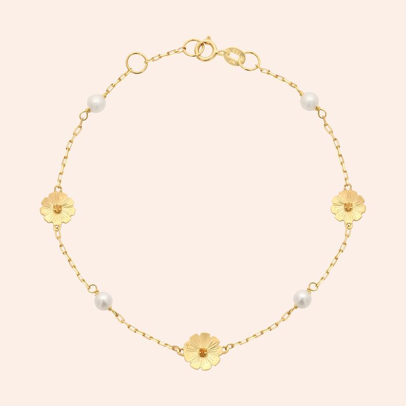 Pulseira Ouro 18k Flor Pérola Citrino 1802485