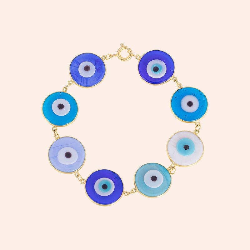 Pulseira Ouro 18k Olho Grego Murano 1803648