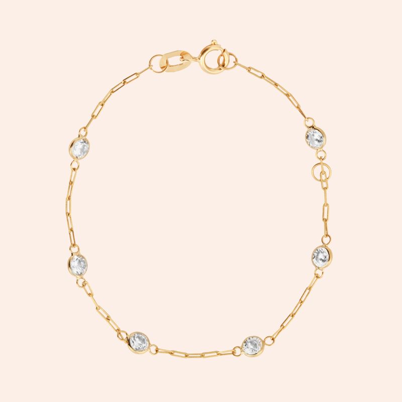 Pulseira Ouro 18K Infantil Elos Zircônia 1900041