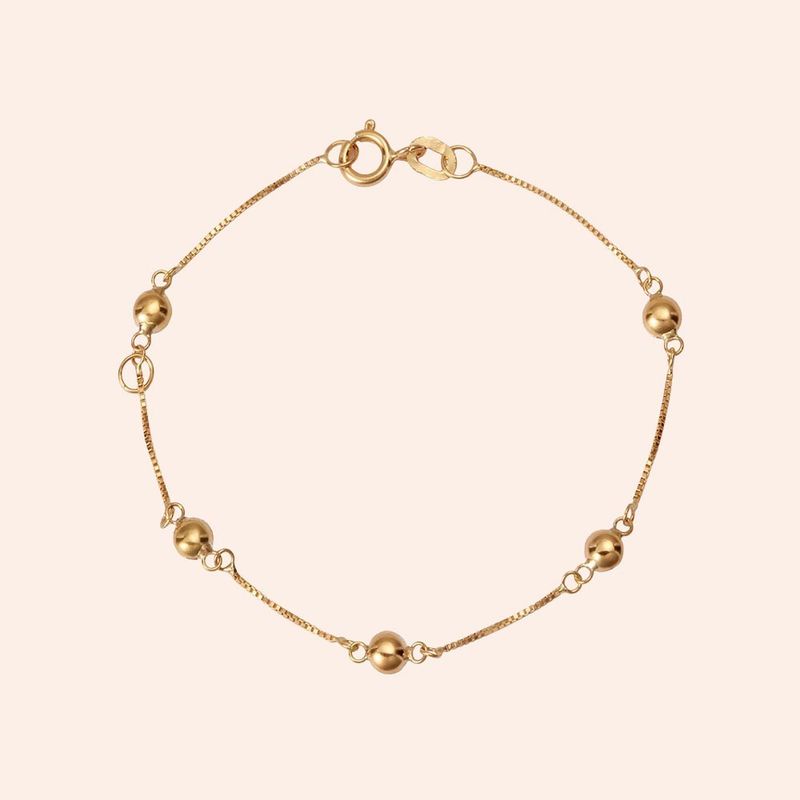 Pulseira Ouro 18K Infantil Veneziana Lentilha 1900091