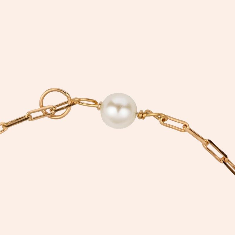 Pulseira Ouro 18K Infantil Elos Pérola 1900094