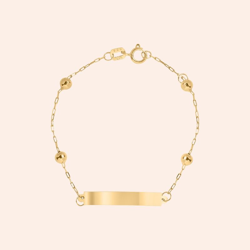 Pulseira Infantil Ouro 18k  Chapa Bola 1900566