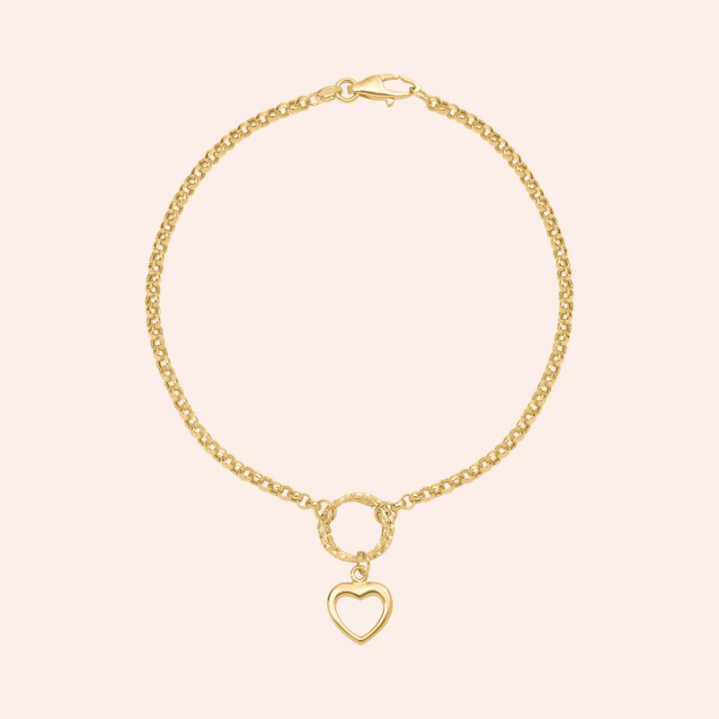 Pulseira Oca Ouro 18k Elos Portugueses Coração 2001030