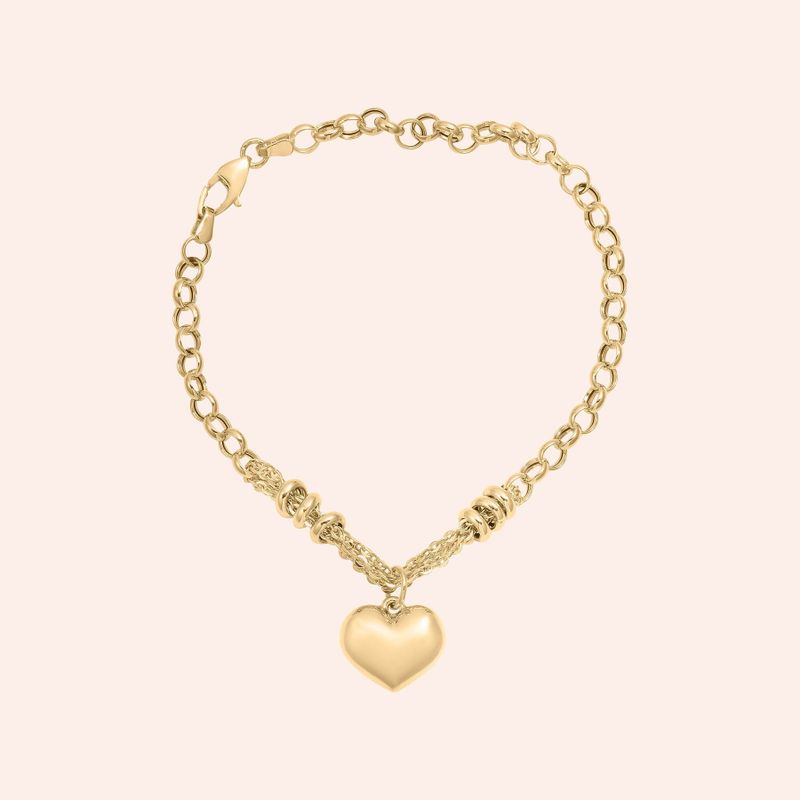 Pulseira Oca Ouro 18k Elos Portugueses Coração 2001052