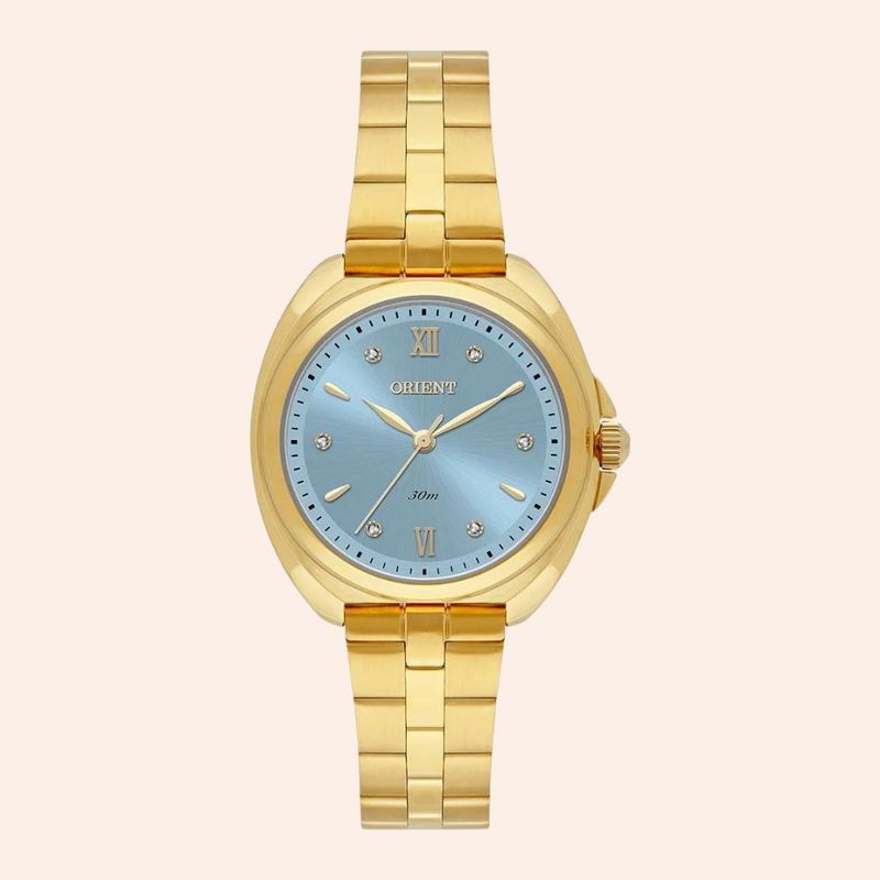 Relógio Orient Eternal Dourado Analógico Feminino Azul FGSS0254/D3KX