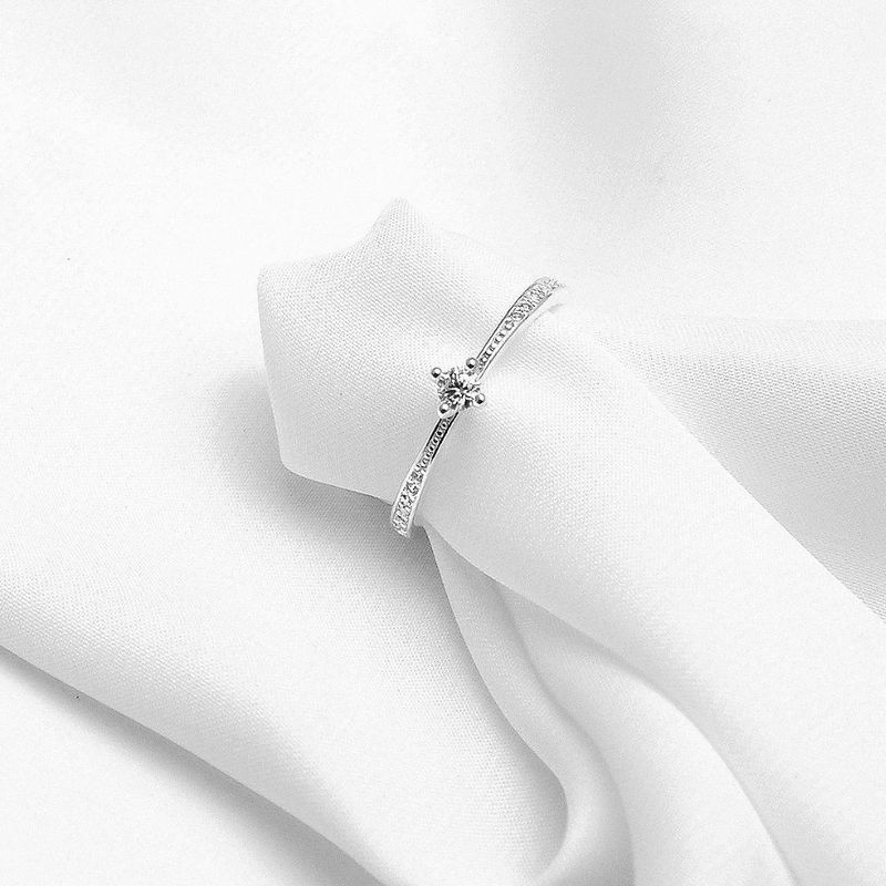 Anel Prata Solitário Moissanite 10 pontos 313813