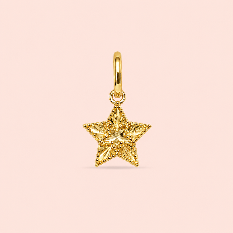 Pingente Ouro 18k Estrela Diamantada 518144