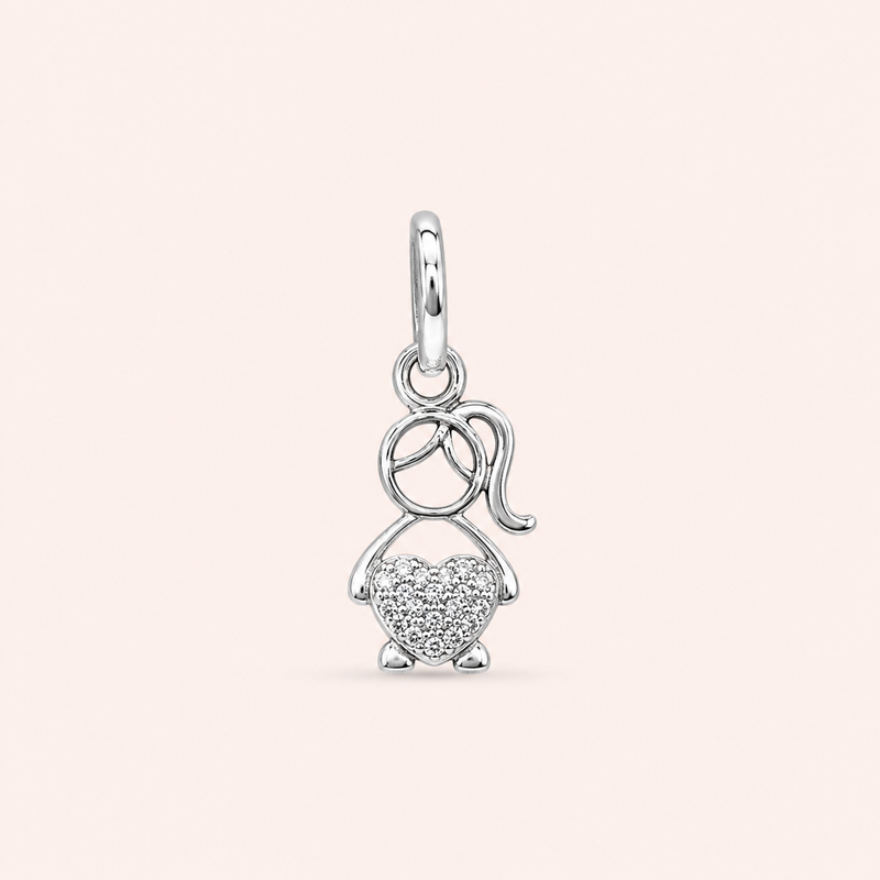 Pingente Prata Menina zircônia Vazado 518101