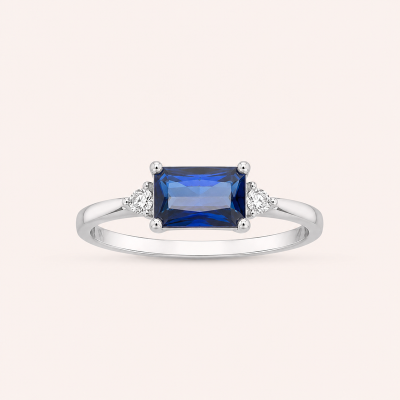 Anel Prata Retângulo Zirconia 313943