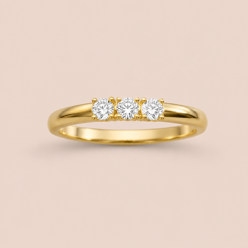 Anel Folheado a Ouro Moissanite 30 pontos 314034