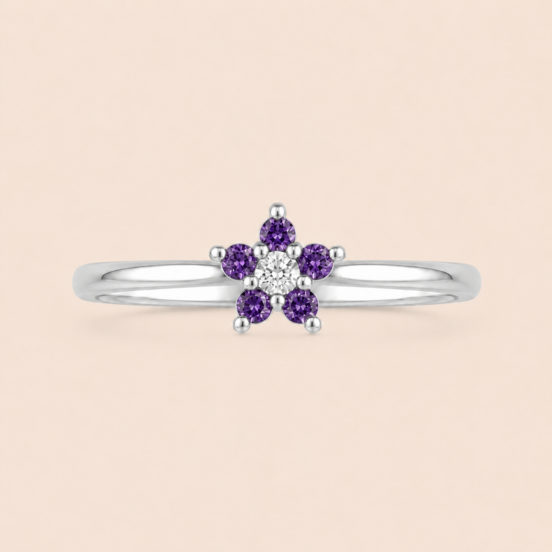 Anel Prata 925 Flor Zirconia 313958