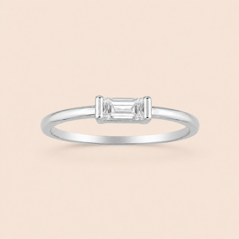 Anel Prata 925 Retângulo Zirconia 313934