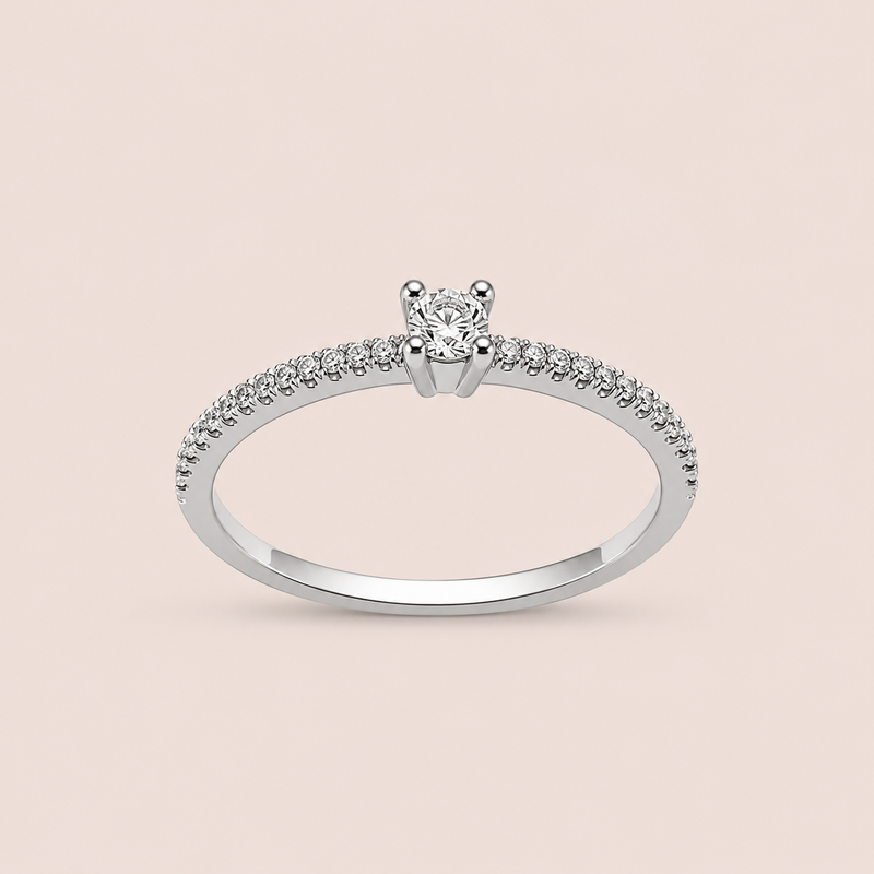 Anel Prata Solitário Moissanite 10 pontos 313915