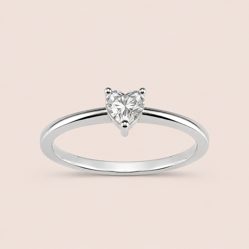 Anel Prata Coração Moissanite 30 pontos 313909