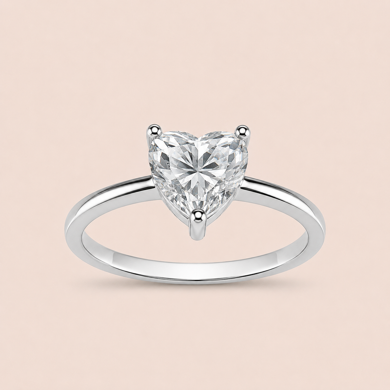 Anel Prata Coração Moissanite 80 pontos 313911