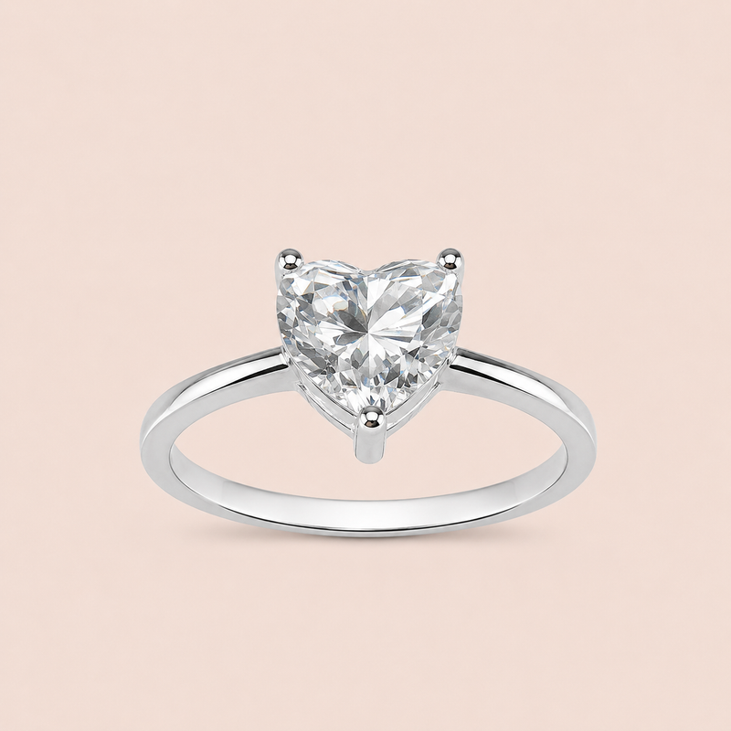Anel Prata Coração Moissanite 120 pontos 313908