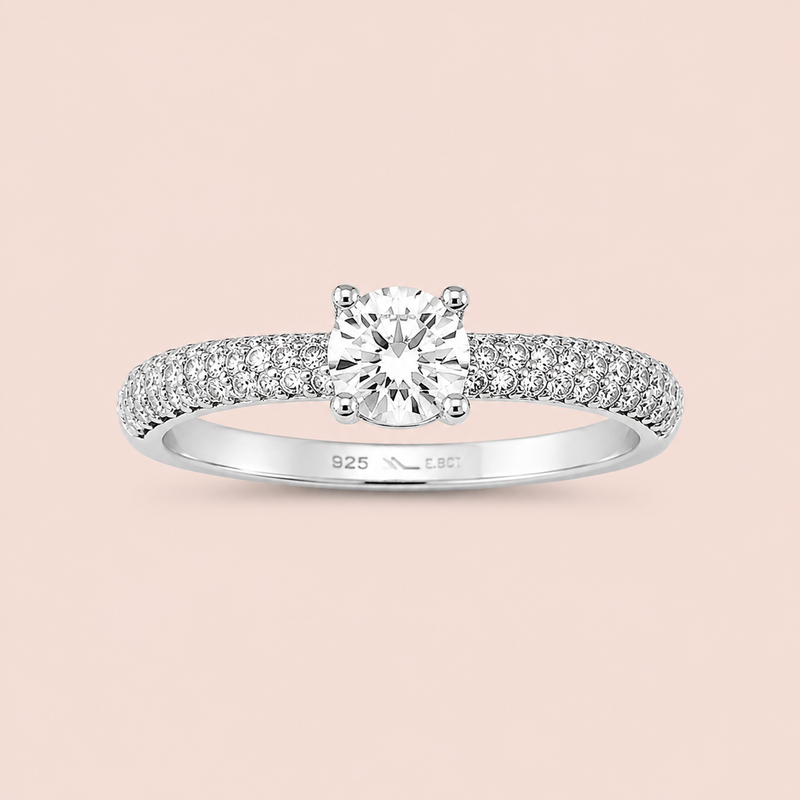 Anel Prata Solitário Moissanite 90 pontos 313818