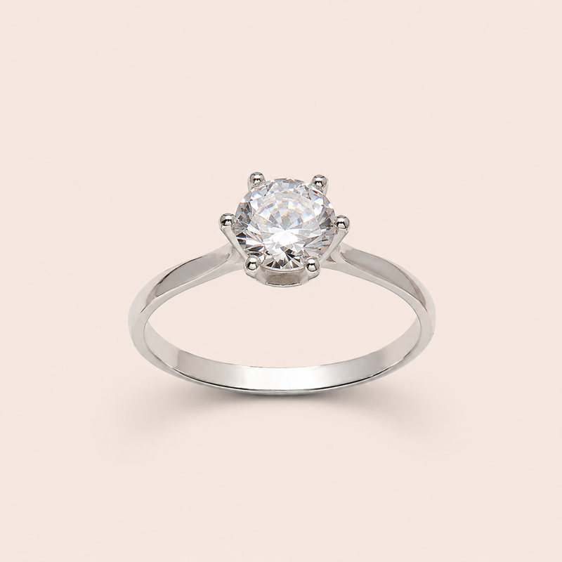 Anel Prata 925 Solitário Zirconia 314026