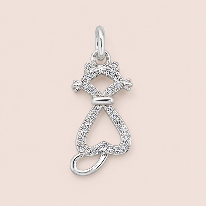 Pingente Prata 925 Gato Zircônia 518093