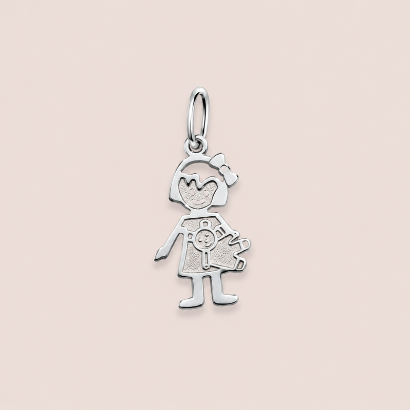 Pingente Prata Menina Urso Vazado 518021
