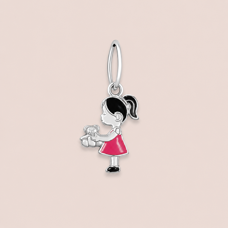 Pingente Prata Menina Esmaltada 518046