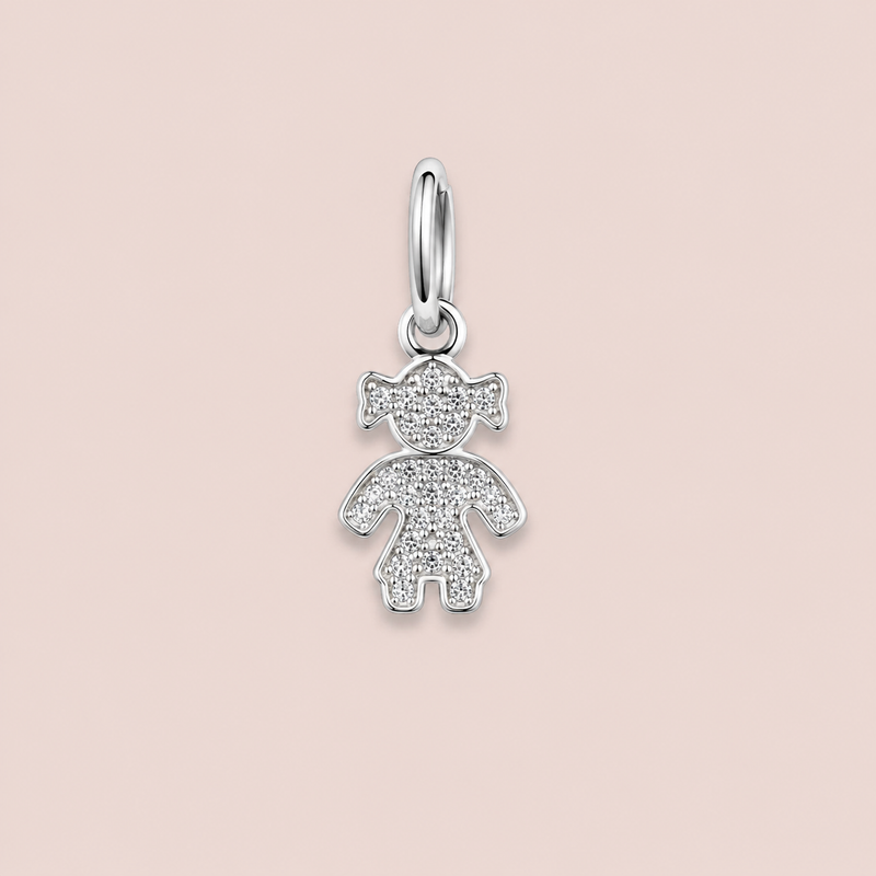 Pingente Prata Menina Zircônia 518034