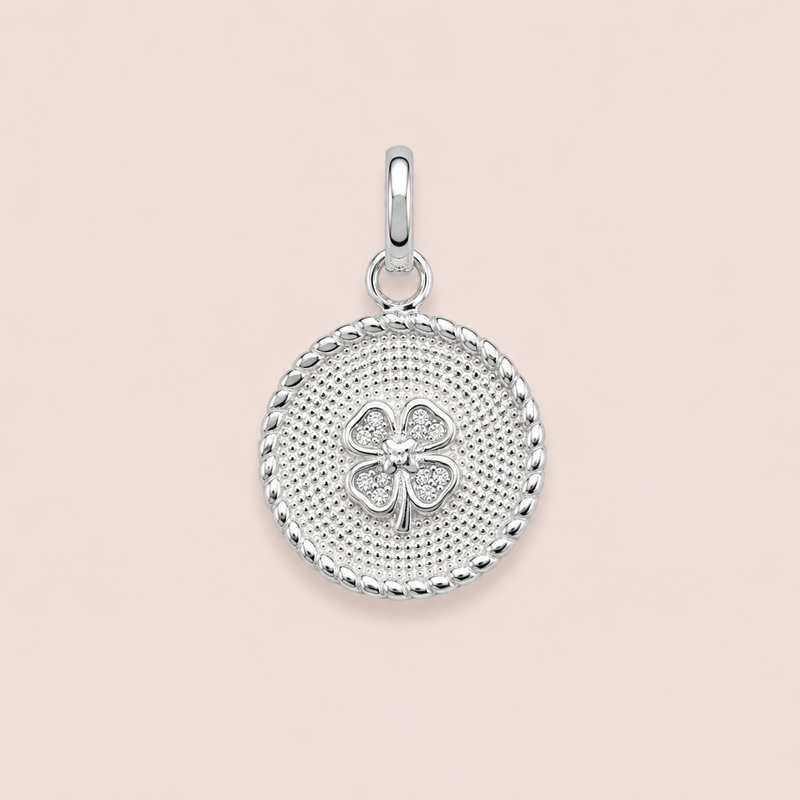 Pingente Prata 925 Trevo Redondo Zirconia 518153