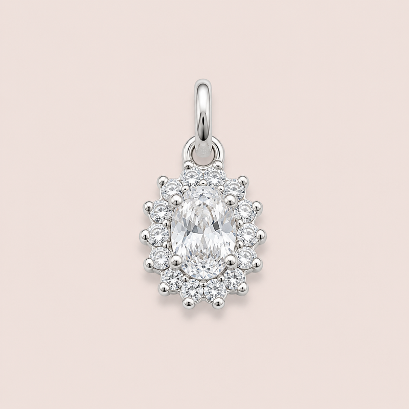 Pingente Prata 925 Oval Zirconia 518152