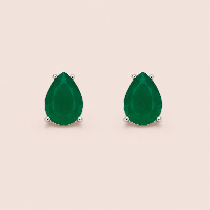 Brinco Prata 925 Zircônia Verde Gota 117234