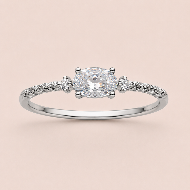 Anel Prata Oval Moissanite 30 pontos 314041