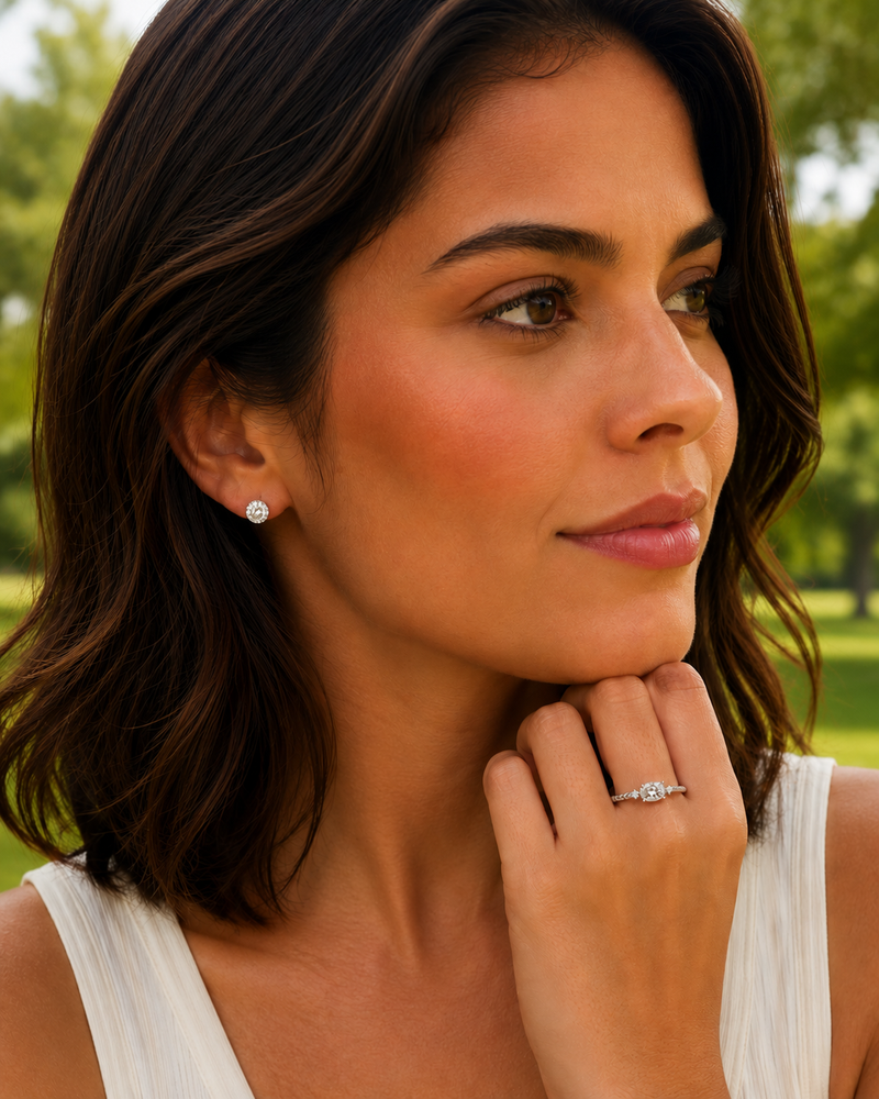 Anel Prata Oval Moissanite 30 pontos 314041