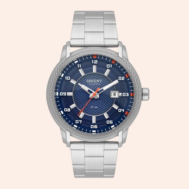 Relógio Orient SolarTech Prata e Azul MBSS1495/D2SX