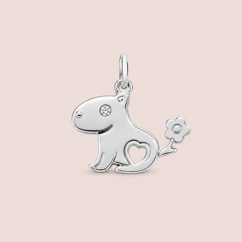 Pingente Prata 925 Capivara Zircônia 518193